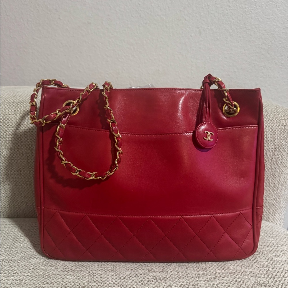 CHANEL Red Leather Crossbody Bag